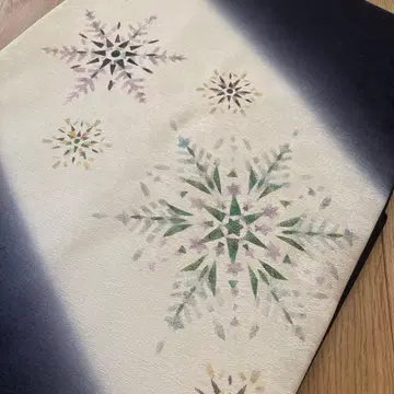 미사용 새상품 순수 실크 나고야 오비 눈꽃 결정 스타