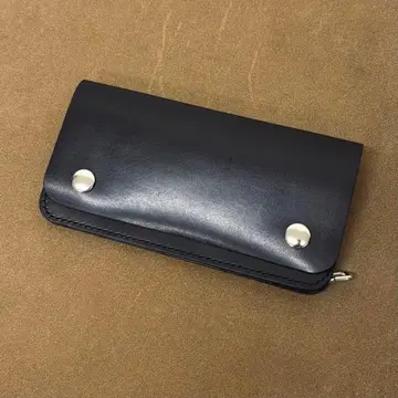 트래커 지갑 블랙 극박 2층 히메지 가죽