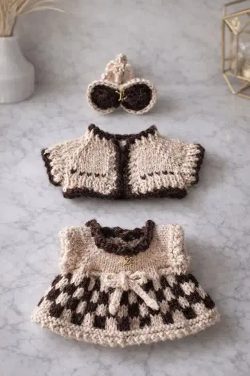 러브부 옷 갈아입기 의류 | 클래식 트위드풍 니트 코디 3세트