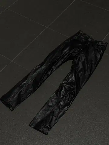 아카이브 블랙 레더 스키니 팬츠
