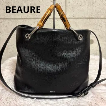 [ 새상품 ] BEAURE 2way 숄더백 대나무 주름 가죽 블랙