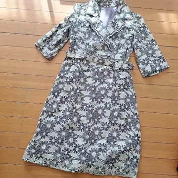 쇼와 레트로 빈티지 원피스 꽃무늬 레이스