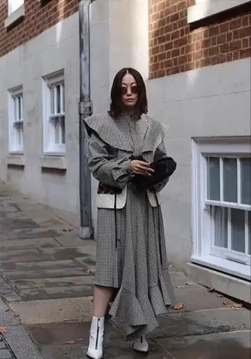 체크 러플 셔츠+스커트