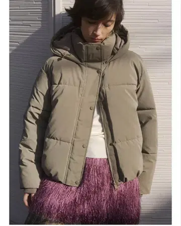 숏 기장 후드 부착 발수 윈드 브레이커 아노락