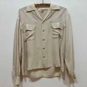 50's 실크 셔츠 오픈 카라 셔츠 카스리 패턴