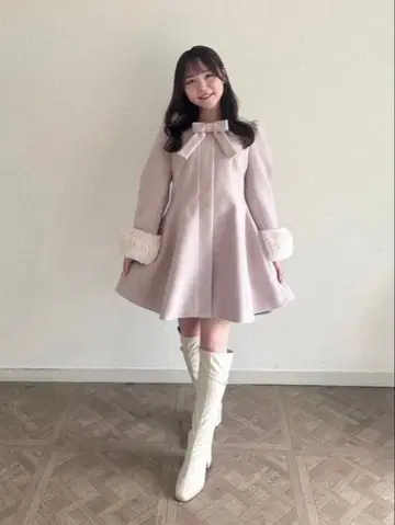 An MILLE 리본 코트 핑크 사에코 씨 코트