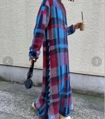 Ameri BIG CHECK LACE UP KNIT DRESS