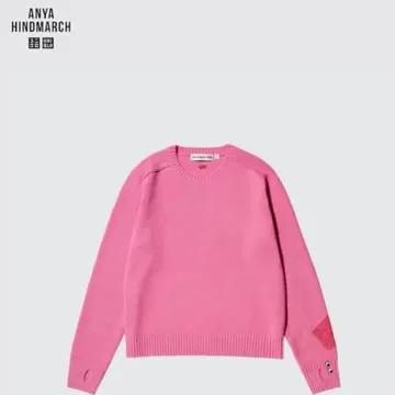 캐시미어 크루넥 스웨터 안야 힌드마치 핑크 s 사이즈 유니클로