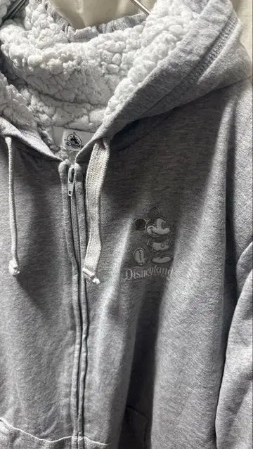 디즈니랜드 미키 그레이 후드티 후디 보아 집업