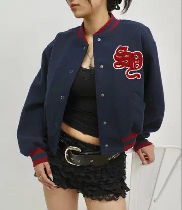 WHO'S WHO gallery 바시티 자켓 네이비 프리 사이즈