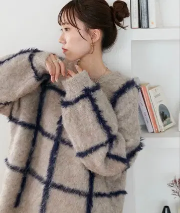 discoat 체크 무늬 풀오버