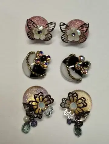 시미즈자카 유리관 유리 너겟 3종 세트 귀걸이로 귀찌로