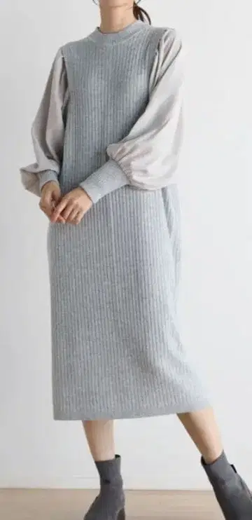 미사용 메독 야마다야 니트 원피스 볼륨 슬리브 긴팔