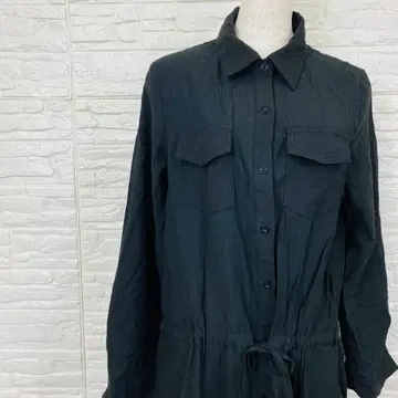 허그유 롱 원피스 셔츠 원피스 M 블랙 [ 2662-29 ]