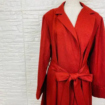 언그리드 롱 코트 F 벨트 포함 레드 심플 [ 2644-39 ]