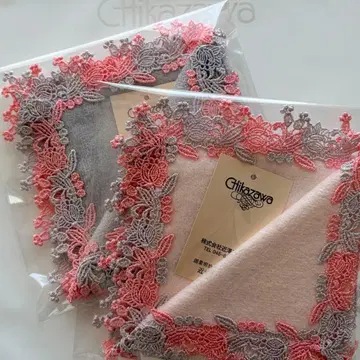 친자와 레이스 새상품 로즈 힙 2개 세트 핑크 그레이 타월 손수건