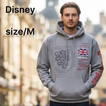 디즈니 후드 맨투맨 EPCOT 영국관 UK 그레이 M 구제 의류