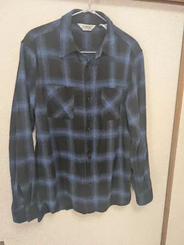 [ 미사용 ] 파이브 브라더스 파랑/블랙 옴브레 체크 셔츠 L