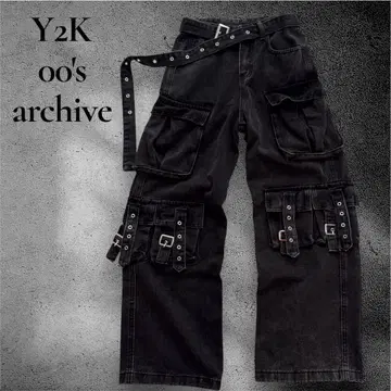 Y2K 아카이브 카고 데님 와이드 실루엣 헤이세이 갸루 기믹