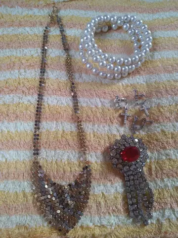 기간 한정 판매 액세서리 세트 골드 목걸이 펄 팔찌