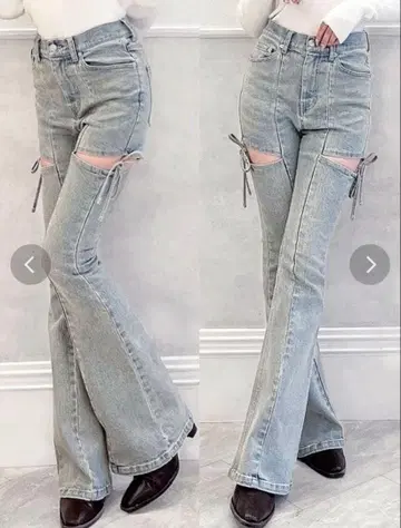 [ 미사용 새상품 ] RESEXXY 컷 아웃 리본 데님 팬츠