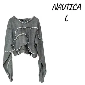 NAUTICA 그레이 프릴 크롭 스웨터 L, 리메이크 상품