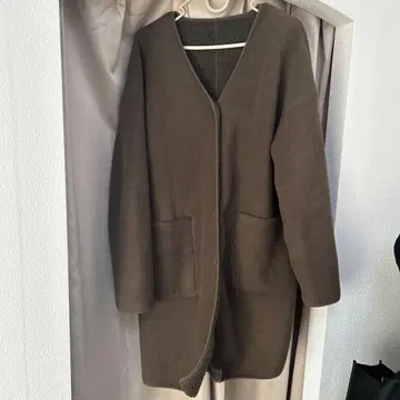 브라운 플리스 자켓 롱 기장