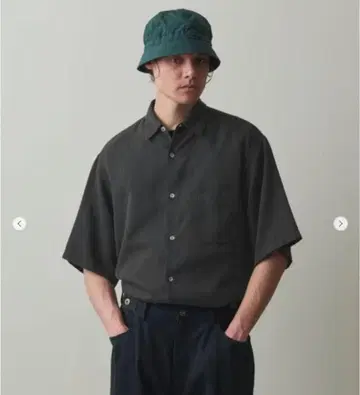 드레이프 코드 레인 레귤러 카라 숏 슬리브 셔츠