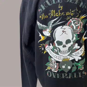 스컬진스 스컬 프린트 후드티 블랙 y2k 19-1