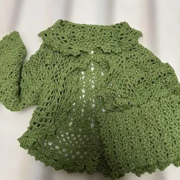 손뜨개질 그린 숏 볼레로