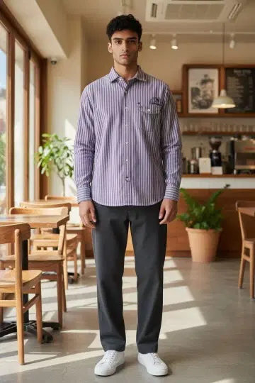 NAPAPIJRI 스트라이프 긴팔 셔츠