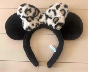 디즈니 머리띠 레오파드 무늬 리본