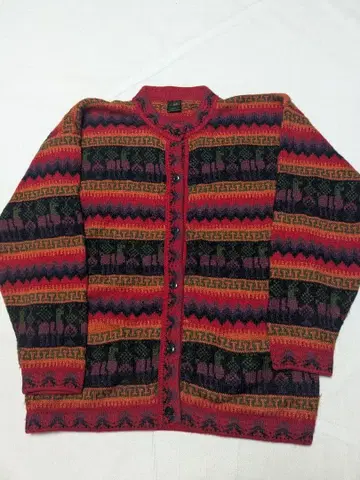 ARTESANIA LOS ANDES 알파카 100% 총 패턴 니트 가디건