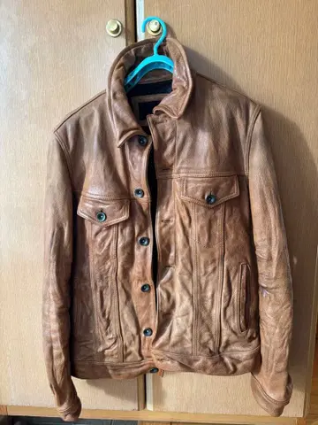 브라운 가죽 자켓 라이더 스타일