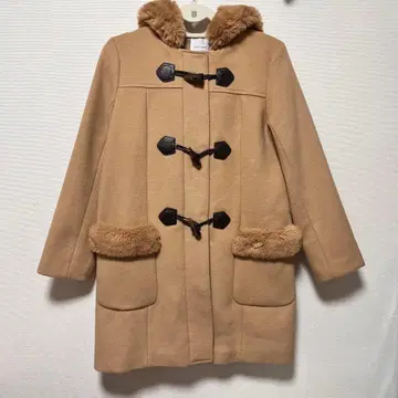 베이지 퍼 더플 코트