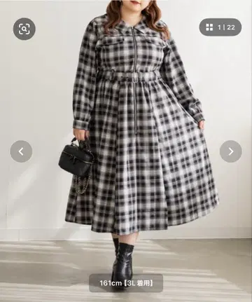 CLETTTE 체크 무늬 원피스 3L 블랙