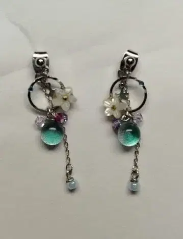 시미즈자카 유리관 귀걸이 와카무라사키 블루 teftef