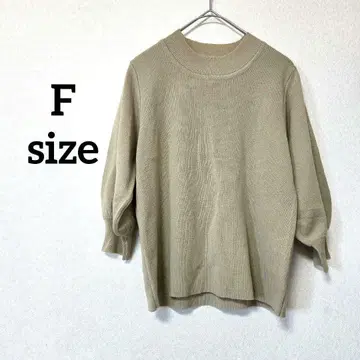 니트 풀오버 5부 소매 퍼프 슬리브 오피스 성숙/러블리