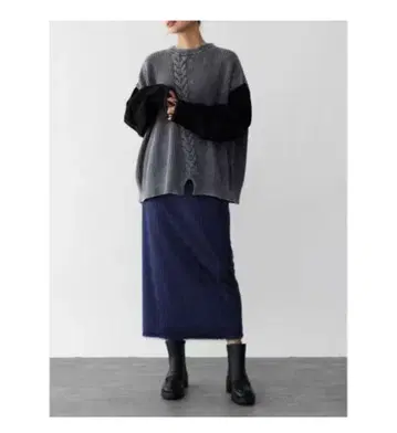 야마다야 RADIATE 데님 슬리브 도킹 디자인 니트 정가 17000엔