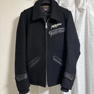 VANSON 자수 멜톤 울 코트 블랙 S