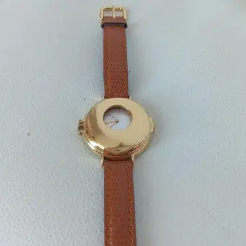 여성용 시계 골드 컬러 케이스 브라운 가죽