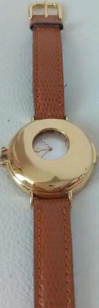 여성용 브라운 컬러 골드 컬러 케이스 가죽 시계