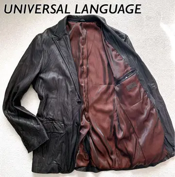 유니버설 랭귀지 가죽 자켓 천연 가죽 블랙 안감 빨간색 L 사이즈