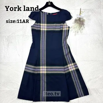 [ York land ] 원피스 프렌치 슬리브 A라인 체크 일본제