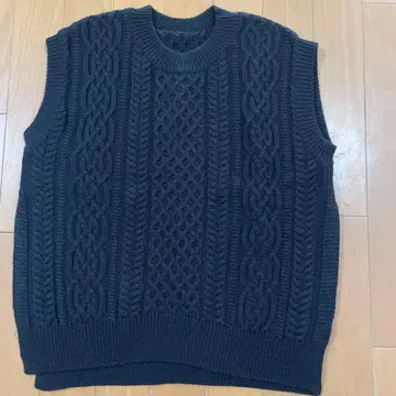 글로벌 스위치 케이블 짜임 니트 베스트 블랙 M~L