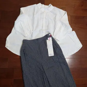 택 포함 l'atelier du savon 구김 체크 밑단 시보리 팬츠