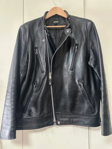 2XL Schott 블랙 가죽 라이더 자켓