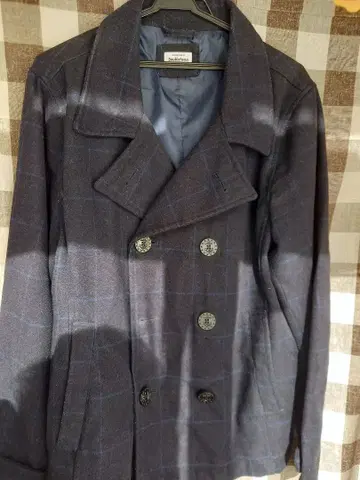 피코트 네이비 파랑 체크