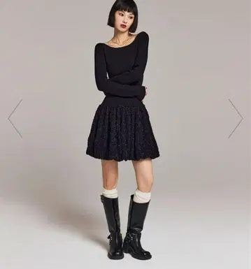 보트넥 벌룬 니트 미니 원피스 에이미 이스트 월 원피스