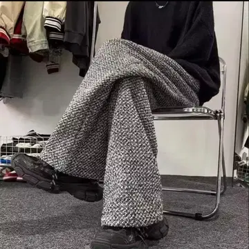 남성용 트위드풍 캐주얼 팬츠 그레이 XL 가을/겨울